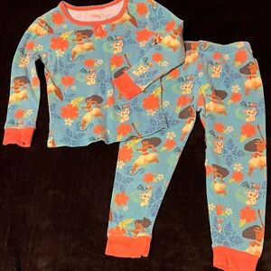 Disney Store Original Moana Girls Size 4 Long sleeve snug fit pajamas